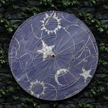 Charming Mystique | Silver Moon Stars Sun Amulet Dartboard<br><div class="desc">Trendy and sophisticated silver celestial amulet charms on chain necklaces offset by a mottled watercolor muted background. This fun novelty seamless pattern features a dynamic unisex (yet feminine) abstract gradient that adds perfect pop of colour. For customizations or other colours,  please visit JustFharryn @zazzle.com #bohochic #zazzlemade</div>