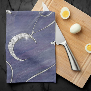 Charming Mystique   Silver Moon Stars Sun Amulet Kitchen Towel