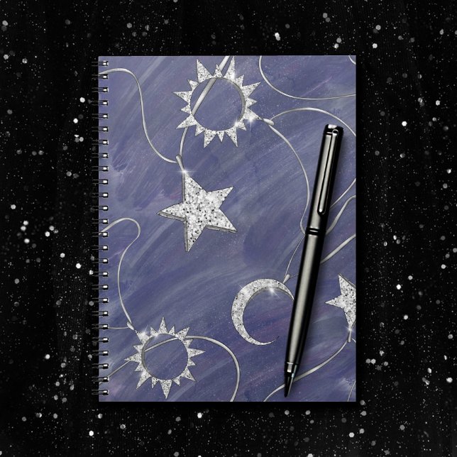 Charming Mystique | Silver Moon Stars Sun Amulet Notebook (Creator Uploaded)
