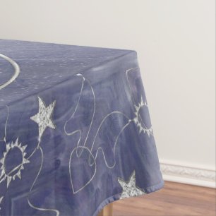 Charming Mystique   Silver Moon Stars Sun Amulet Tablecloth
