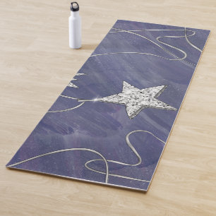 Charming Mystique Silver Moon Stars Sun Amulet Yoga Mat