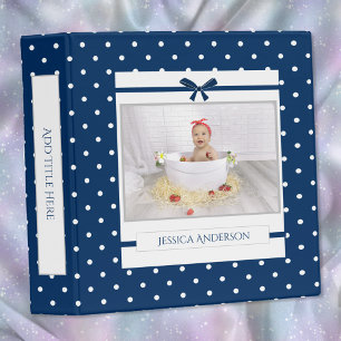 Charming Navy Blue White Photo Baby Memory Binder