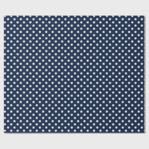 Charming Navy Blue with White Daisy Print Wrapping Paper