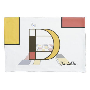Charming Neoplasticism Art Monogram. Letter D Pillowcase
