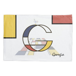 Charming Neoplasticism Art Monogram. Letter G Pillowcase