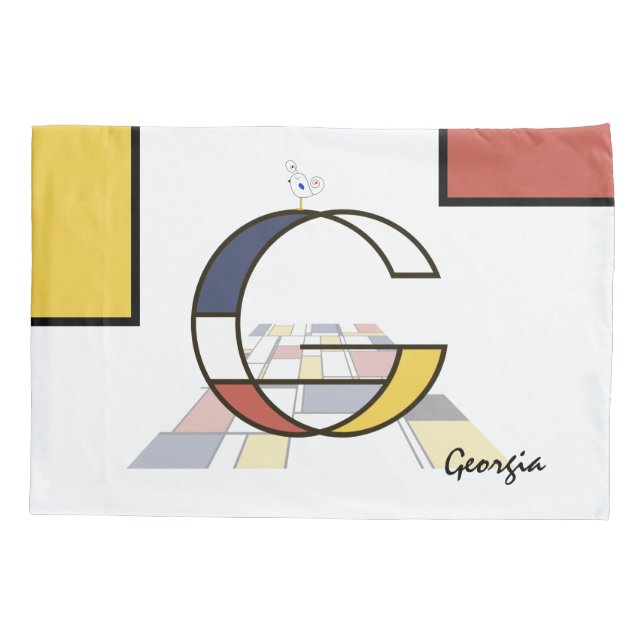 Charming Neoplasticism Art Monogram. Letter G Pillowcase (Back)
