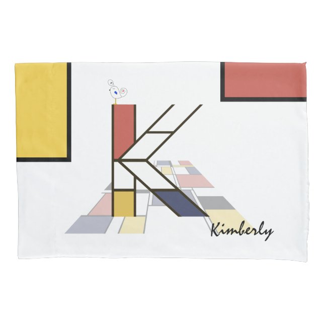 Charming Neoplasticism Art Monogram. Letter K Pillowcase (Front)