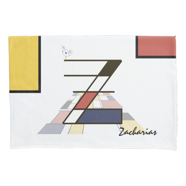 Charming Neoplasticism Art Monogram. Letter Z Pillowcase (Front)