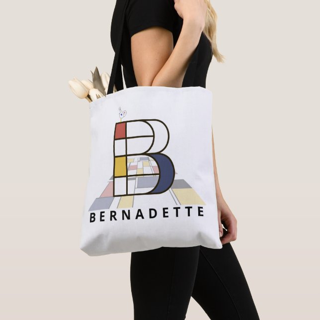 Charming Neoplasticism Style Monogram. Letter B Tote Bag (Close Up)