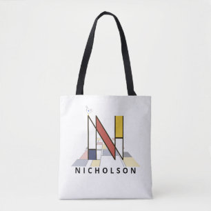 Charming Neoplasticism Style Monogram. Letter N Tote Bag