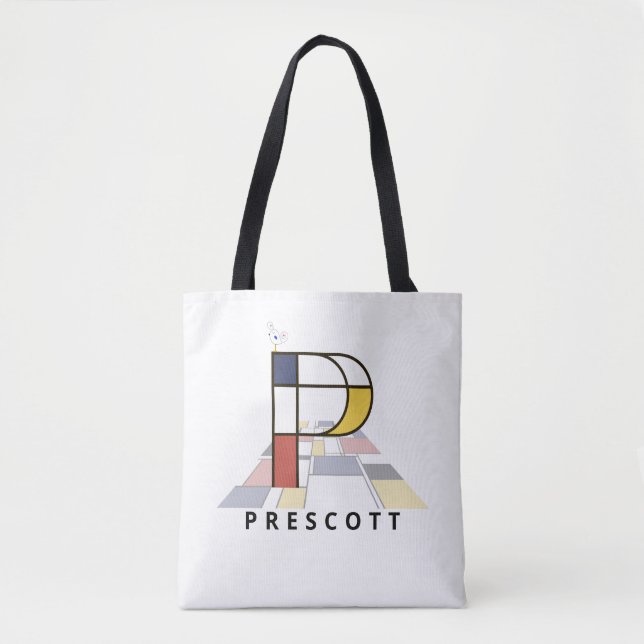 Charming Neoplasticism Style Monogram. Letter P Tote Bag (Front)