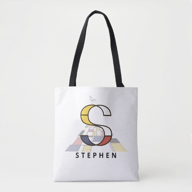 Charming Neoplasticism Style Monogram. Letter S Tote Bag (Front)