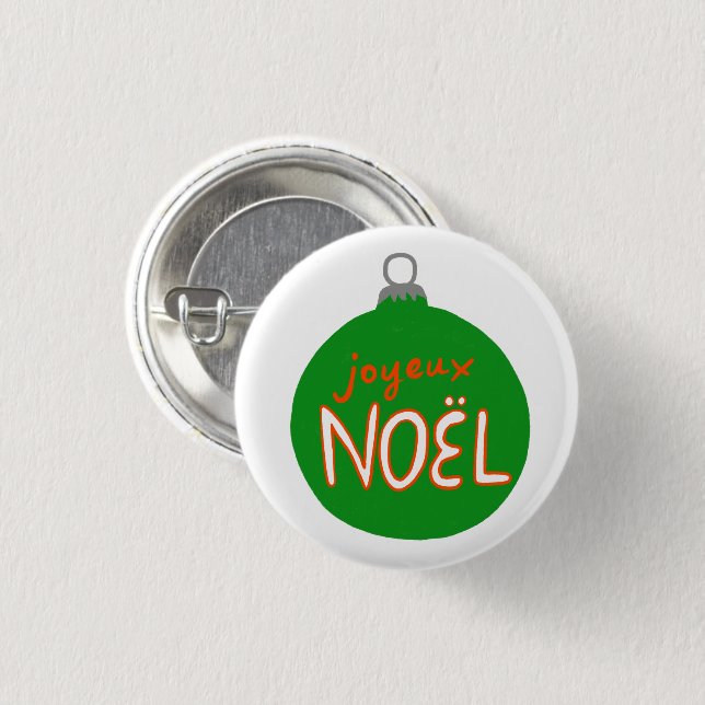 Charming Noël Christmas Ornament Xmas Holiday 1 Inch Round Button (Front & Back)