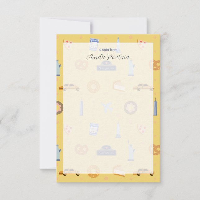Charming NYC Pattern Yellow Custom Name Card (Front)