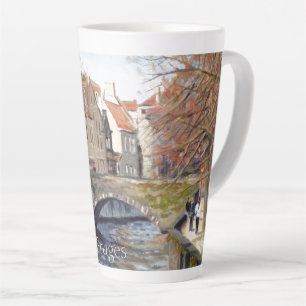 Charming Old Bridge Over Canal in Scenic Bruges  Latte Mug