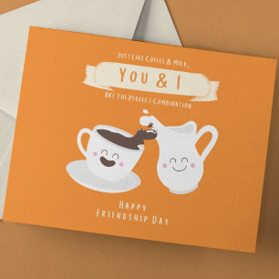 Charming Orange and White Coffee and Milk Postcard