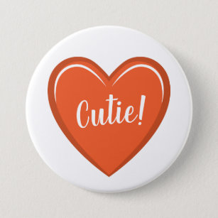 Charming Orange Heart Design with Cutie Text 3 Inch Round Button