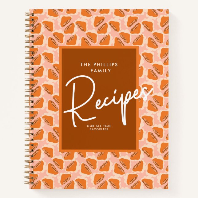 Charming Orange Mushroom patten Personalize Name Notebook (Front)