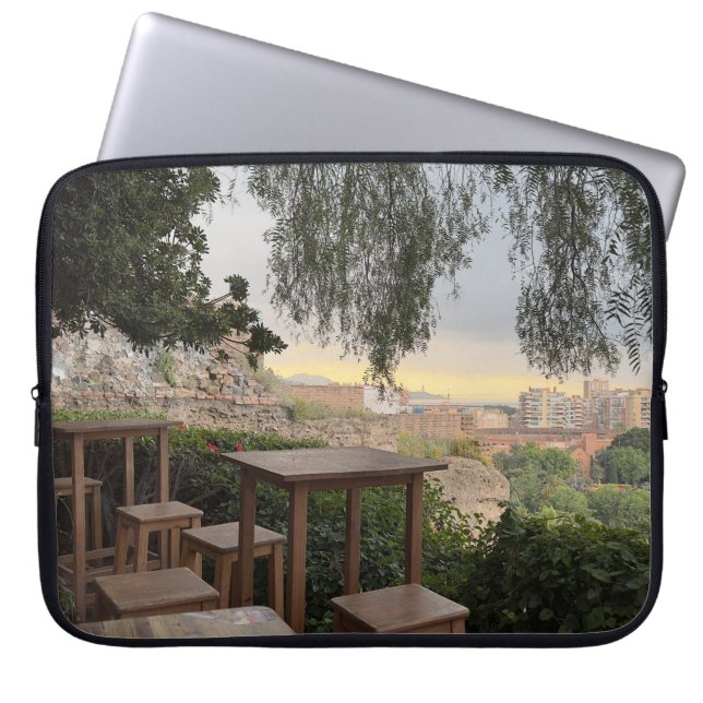 Charming Outdoor Café Laptop Sleeve (Front)