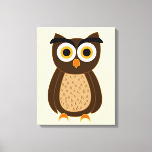 Charming Owl Illustration Canvas Print