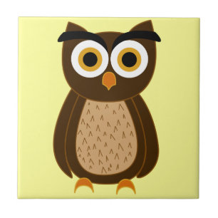 Charming Owl Illustration Tile