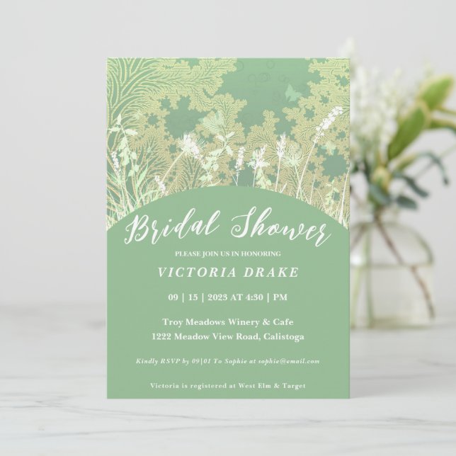 Charming Painage Foliage Bridal Shower Invitation (Debout devant)