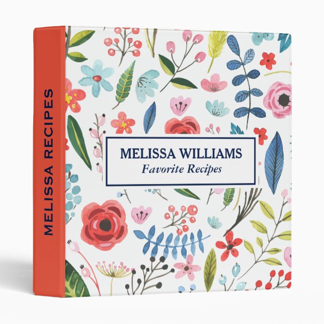 Charming Pastel Botanical Flowers Illustration Binder (Front/Spine)