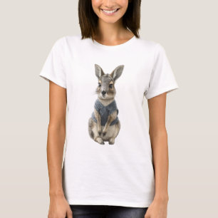 Charming Patagonian Mara in Blue Knitted Vest T-Shirt