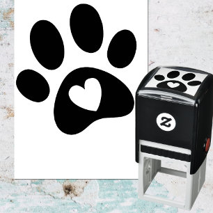 Charming Paw Print With Heart Self-inking Stamp