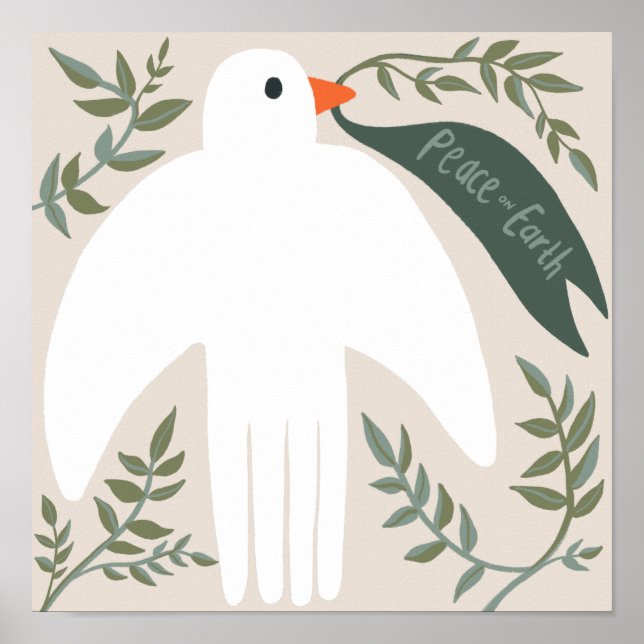 Charming Peace Dove Christmas Xmas Holiday Bird Poster (Front)