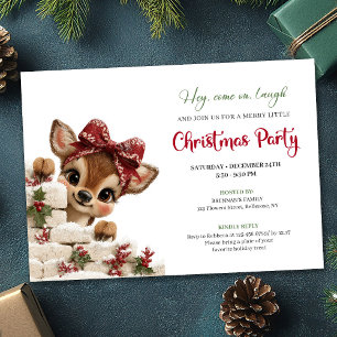 Charming peeking reindeer fun holiday party invite