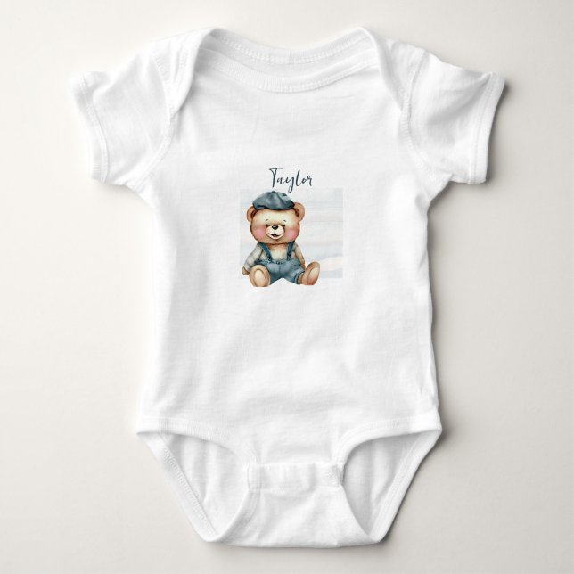Charming Personalized Bear Baby Bodysuit (Front)