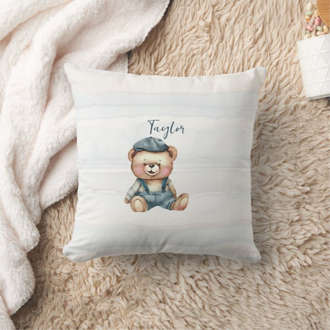 Charming Personalized Bear Throw Pillow (Blanket)