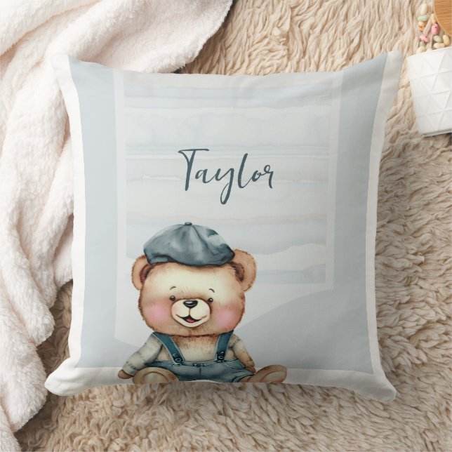 Charming Personalized Bear Throw Pillow (Blanket)