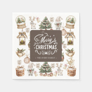 Charming Personalized Merry Christmas Napkin
