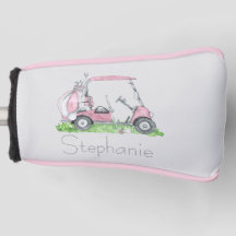 Charming Personalized Pink Golf Cart 