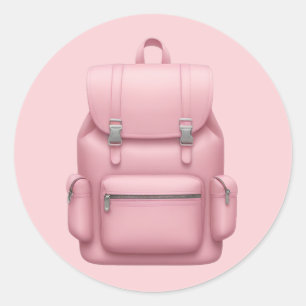 Charming Pink Backpack Emoji  Classic Round Sticker
