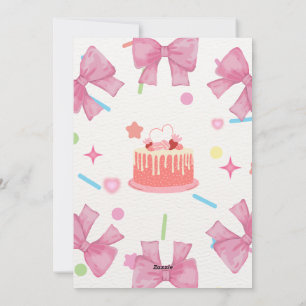 Charming Pink Birthday Invitation with Elegant Bow