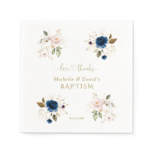 Charming Pink Blue Gold Floral Twins Baptism