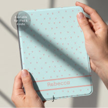 Charming Pink Bows Pattern with Name in Turquoise