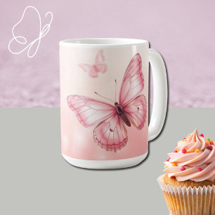 charming pink butterlies coffee mug
