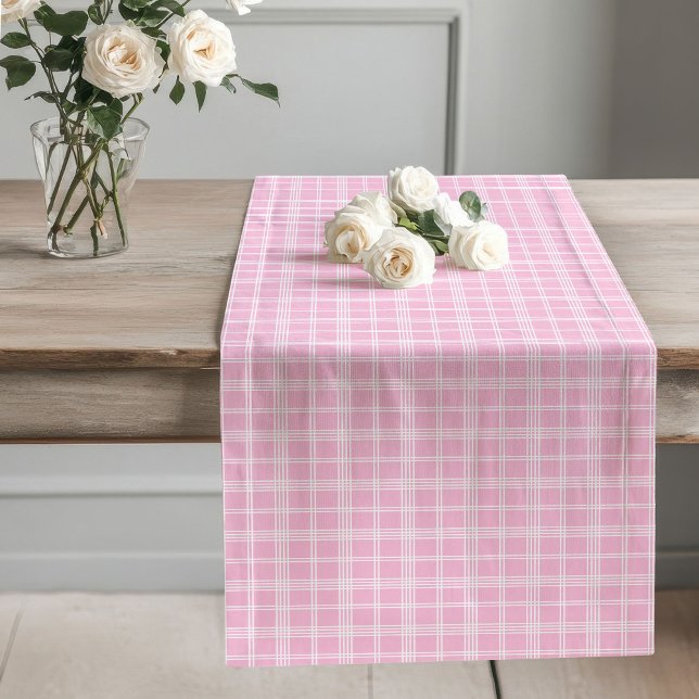 Charming Pink Chequered Table Runner Cozy Decor (Charming Pink Checkered Table Runner Cozy Decor)