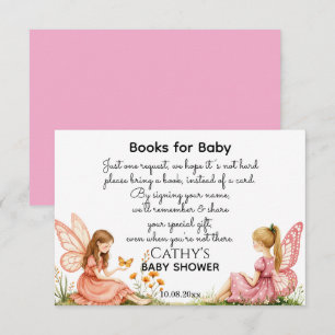 Charming Pink Fairies Books for Baby Shower  Enclosure Card