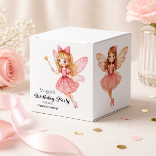 Charming Pink Fairies Woodland Birthday Party Favor Box