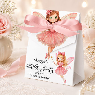 Charming Pink Fairies Woodland Birthday Party Favor Box