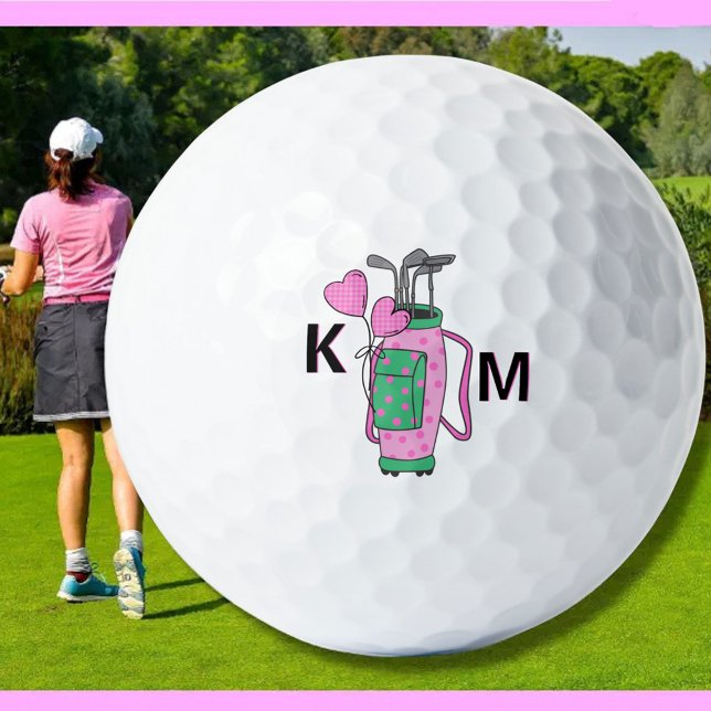 Charming Pink Golf Bag Personalized Monogrammed  Balls (Creator Uploaded)
