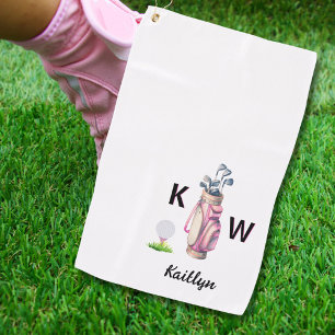 Charming Pink Golf Bag Personalized Monogrammed  Towel