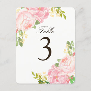 Charming Pink Peony Table Number Cards