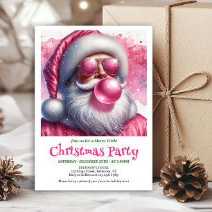 Charming Pink Santa Bubble Gum Funny Christmas  Invitation