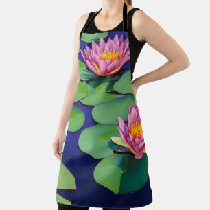 Charming Pink Water Lilies Apron